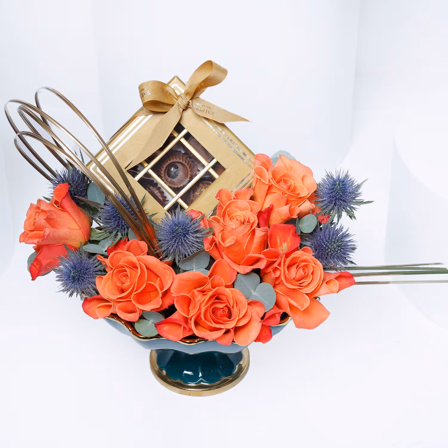 Orange Roses with Empire Chocolate Box