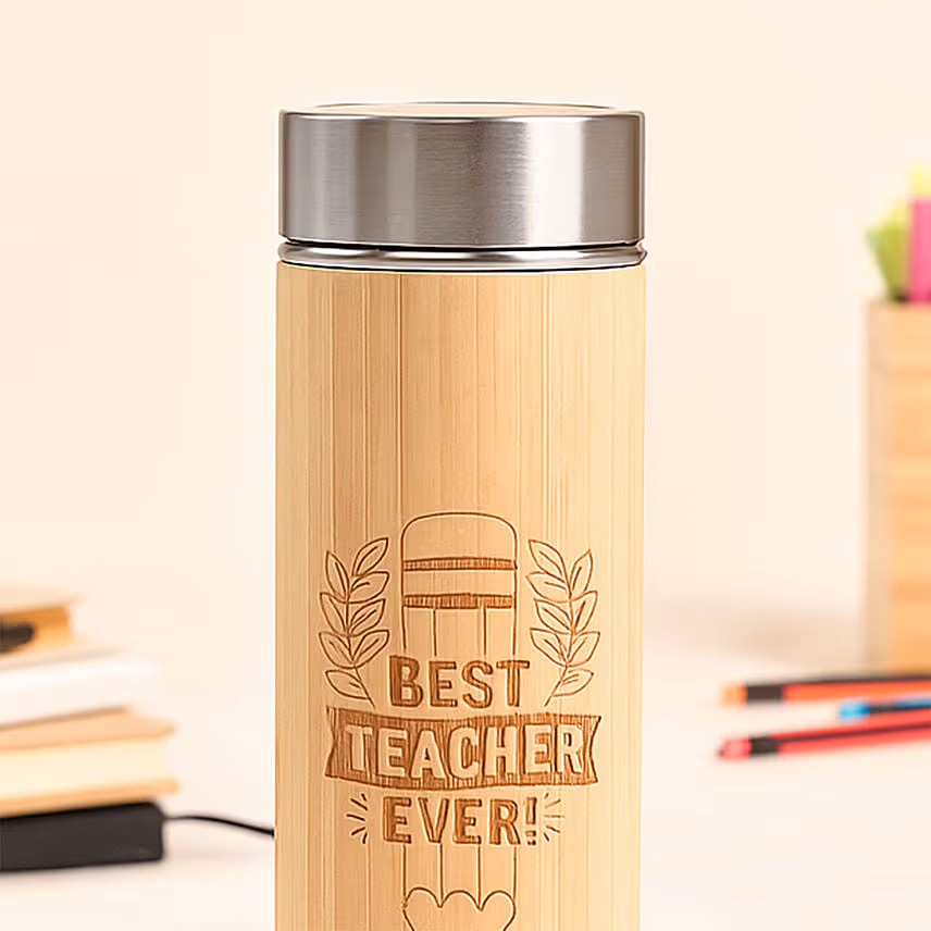Best Teacher Ever Bamboo Water Bottle