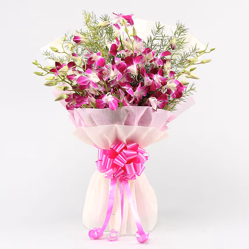 Ten Attractive Purple Orchids Bouquet