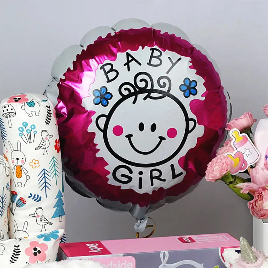 Its a Baby Girl Flower box giftset and Balloon