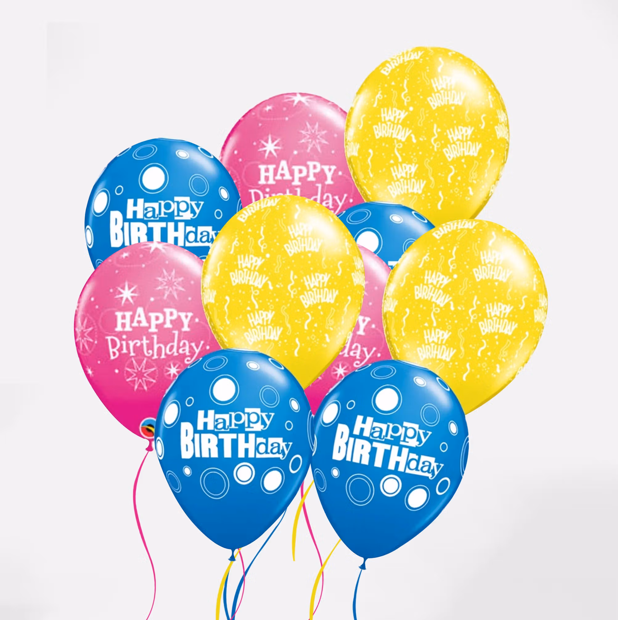 Vibrant Happy Birthday Latex Balloons - Pack of 10