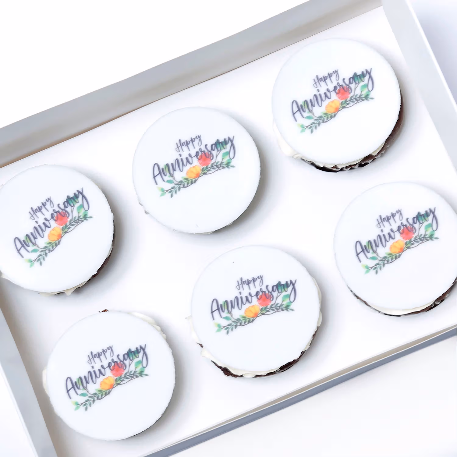 Delicious Chocolate Happy Anniversary Cupcakes - Pack of 6