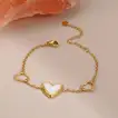 Elegant Golden Heart Charm Stainless Steel Bracelet