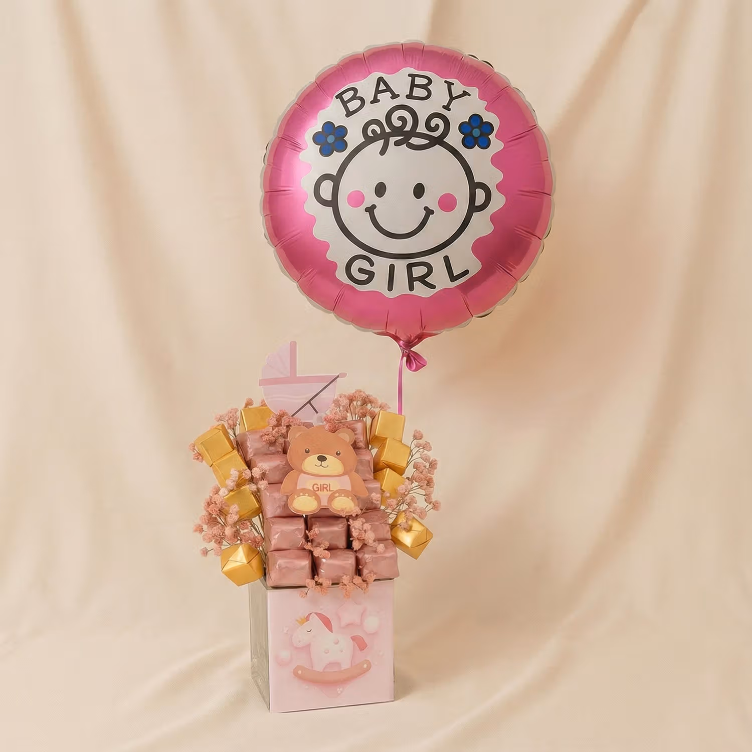 طلة حلوة | باقة شوكولاتة زهرية للمولودة