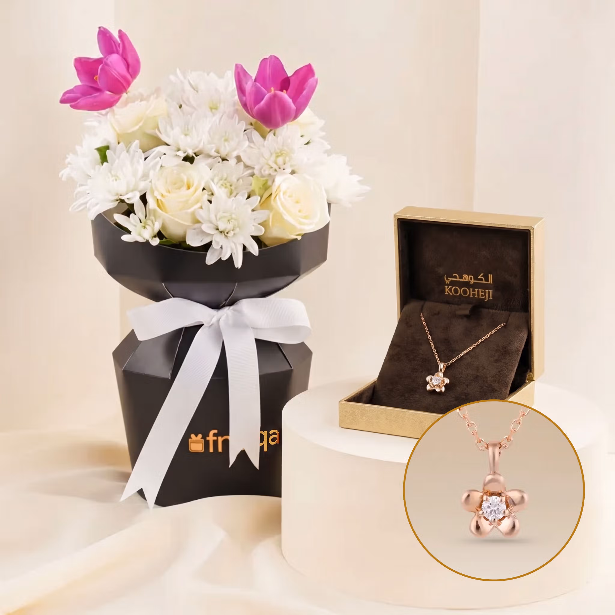 Bloom & Brilliance: Luxury Flower and Jewelry Gift Set