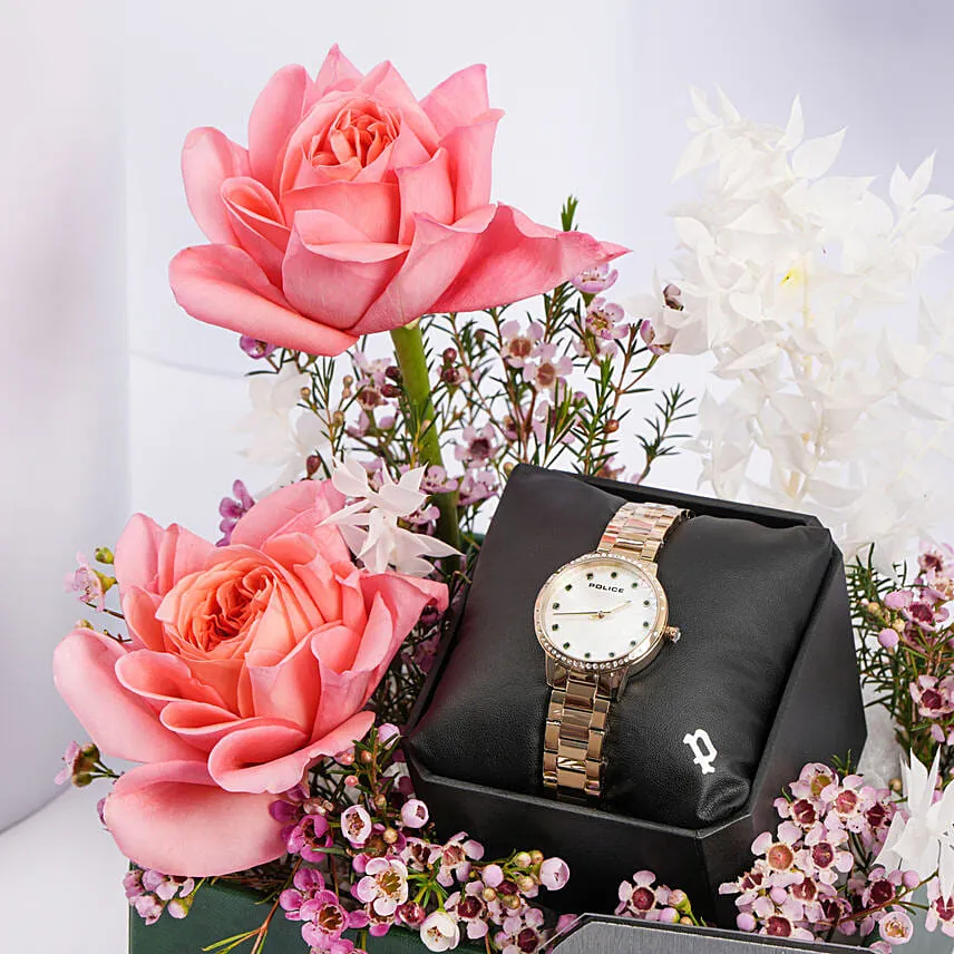 Police Watch Gold  And Floral For Her