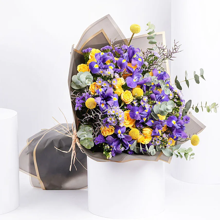 Premium Bouquet of Iris with Roses