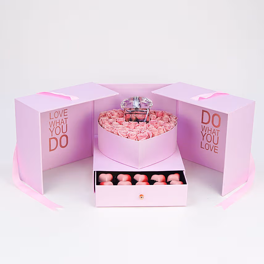 Roses N Perfume In Box Of Love