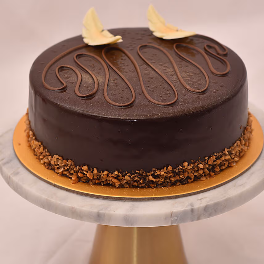 Classic Chocolate Cake with Balloons for Birthday Celebrations