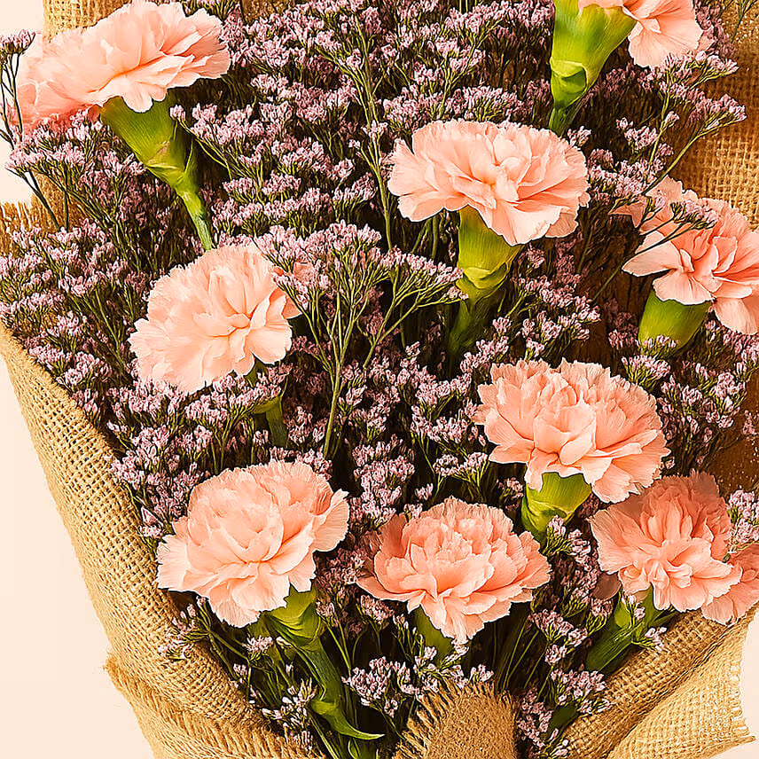 Lovely Pink Carnations Bouquet for mom