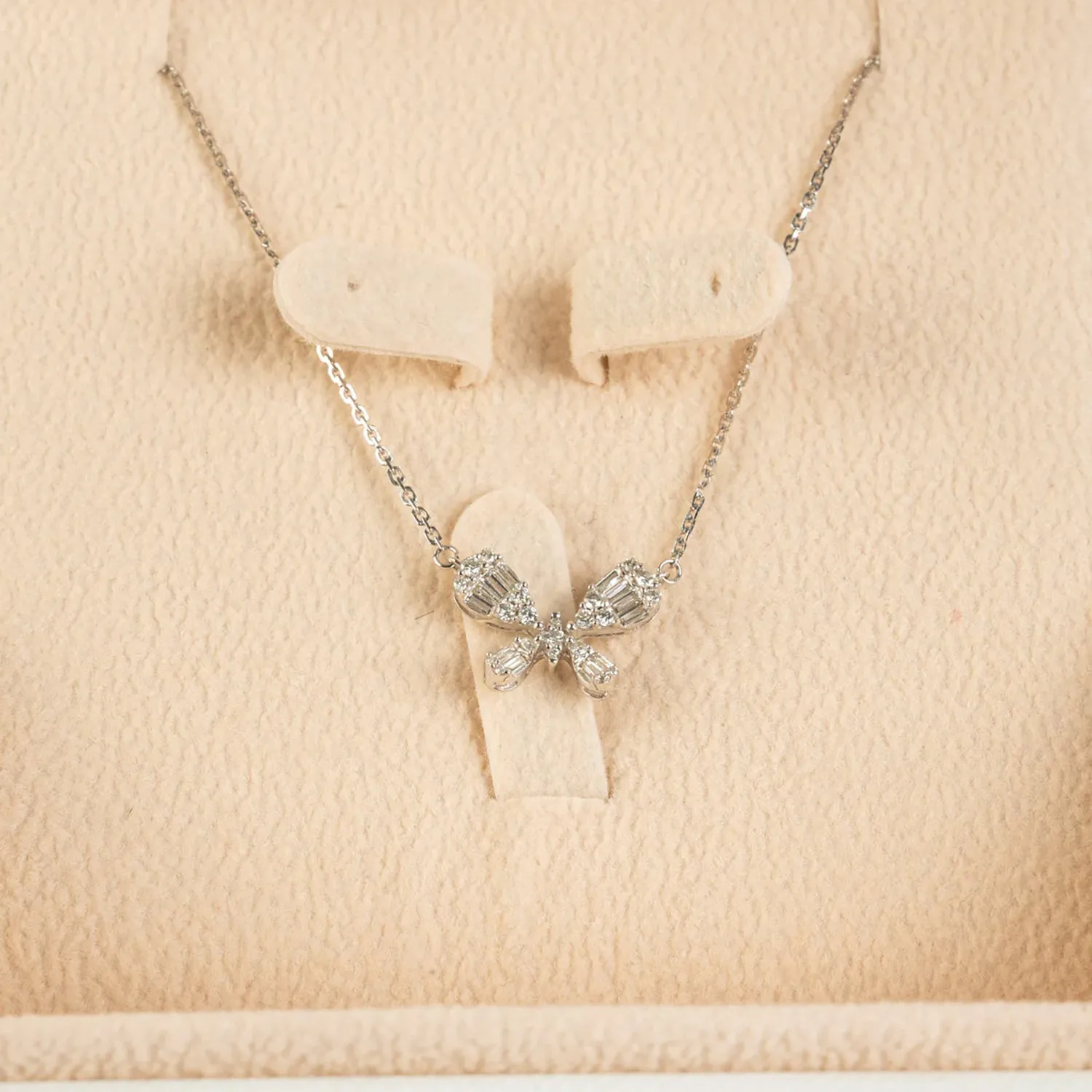 18K White Gold Butterfly Diamond Necklace – A Symbol of Elegance and Transformation
