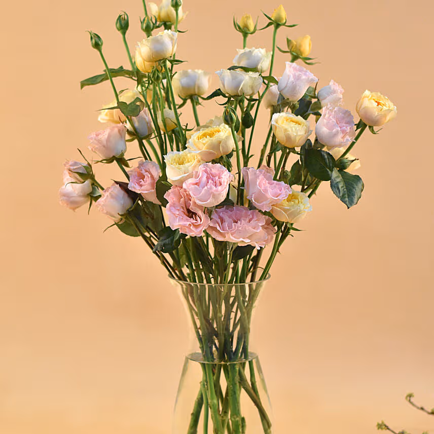 Mixed Spray Roses Oval Shaped Vase