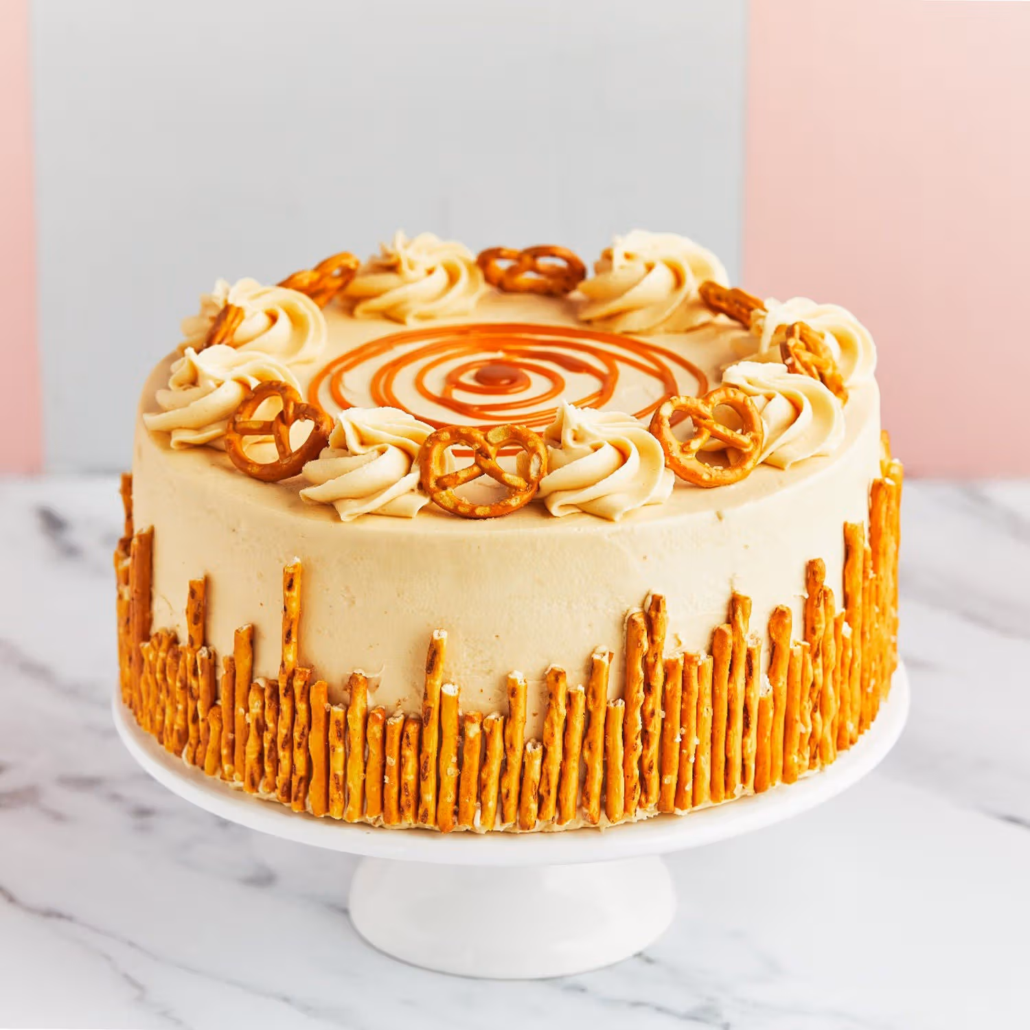 Pretzel Twist Caramel Cake