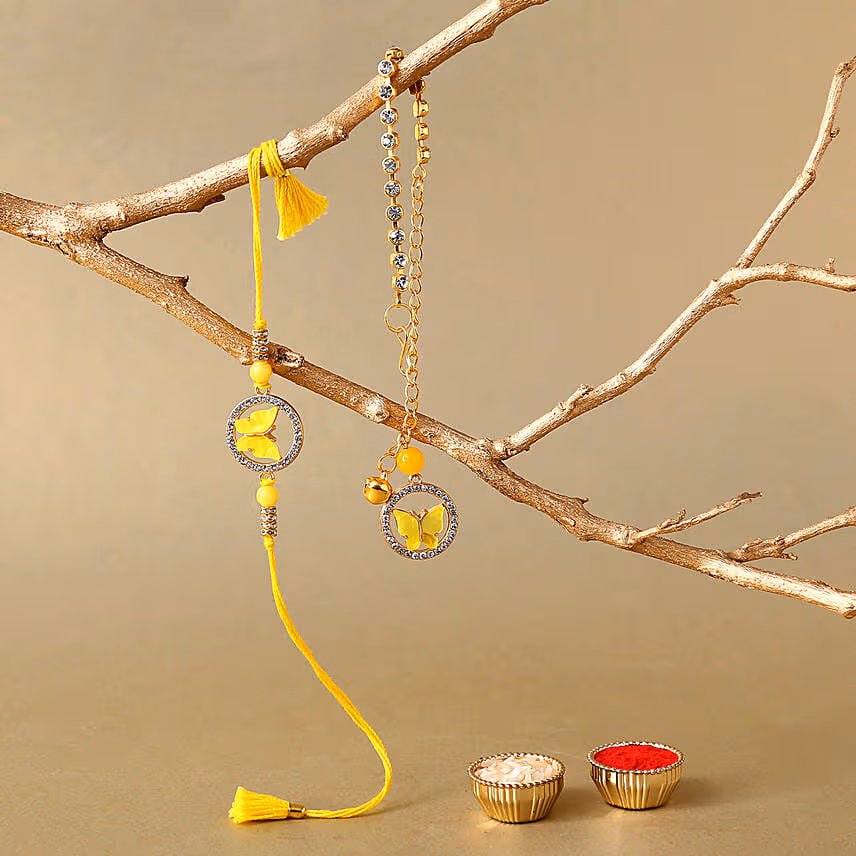 Sneh Butterfly Rakhis With Almonds & Ferrero Rocher