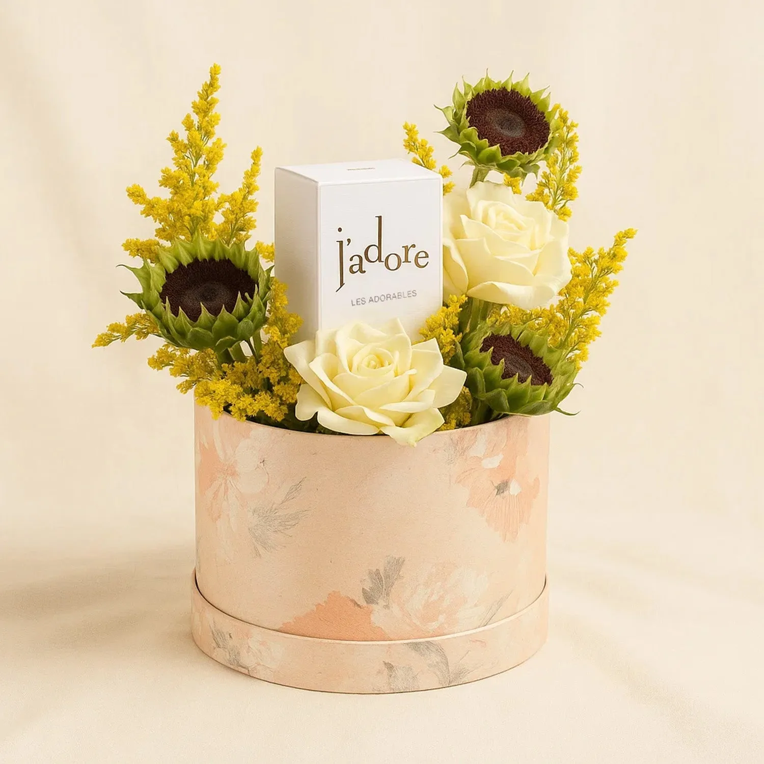 Sunflower n Rose Box With Jadore Shower Gel