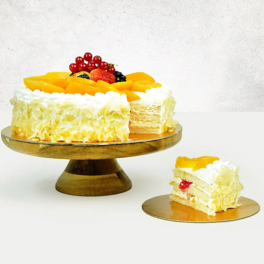 Flowers with Cake Bundle: Fruit Cake & Red Roses