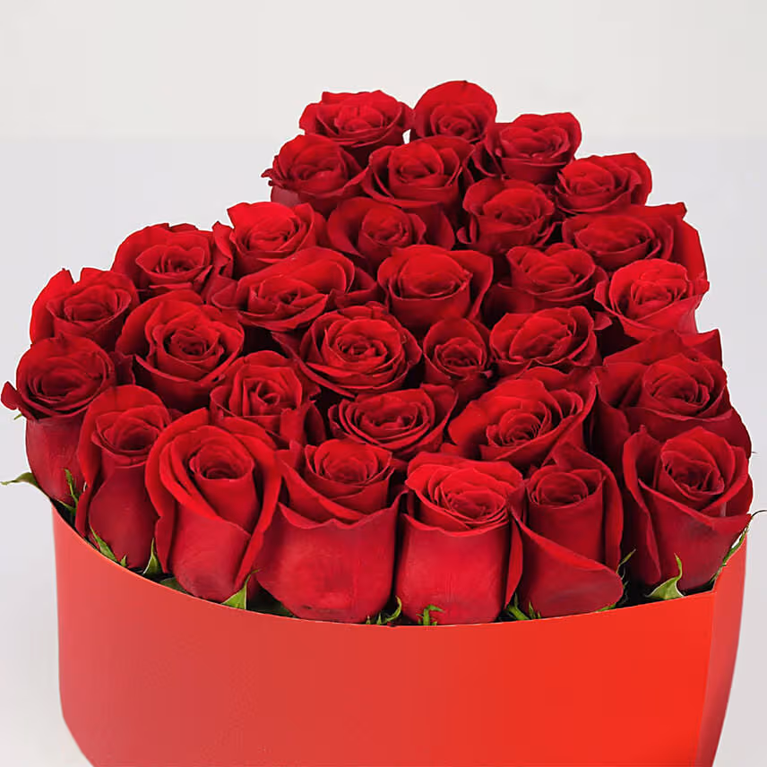 Red Rose In Heart Shape Box
