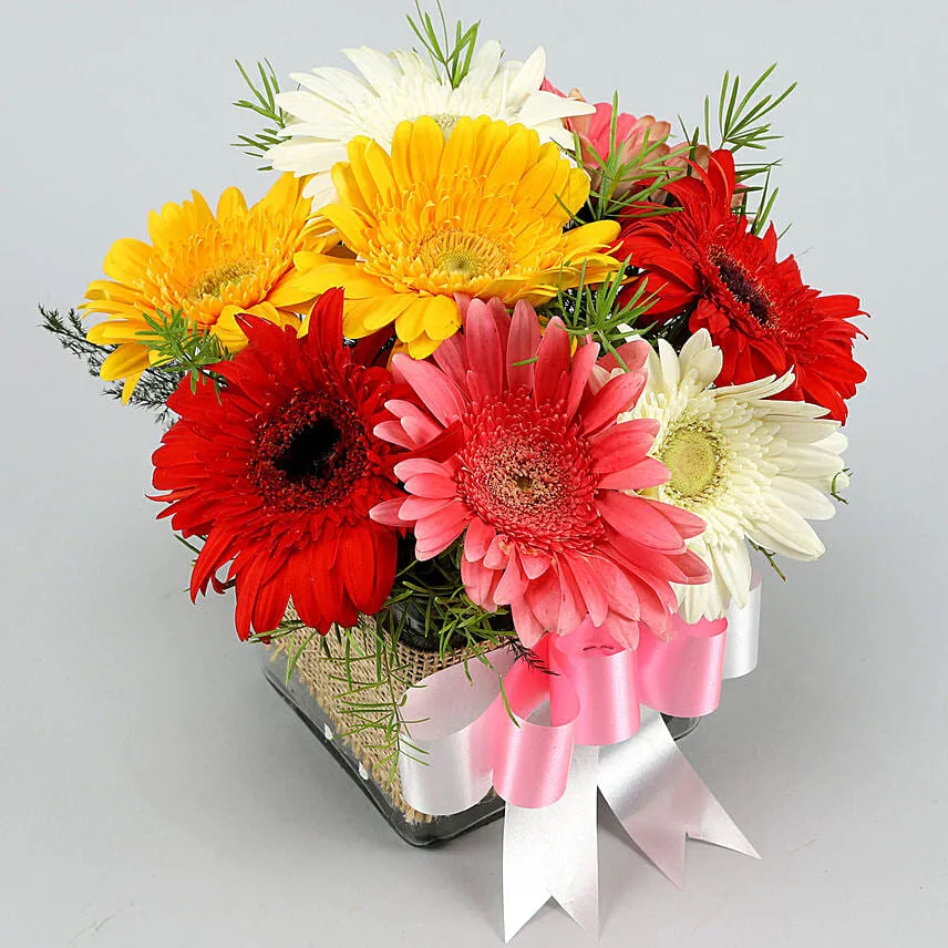 Petite Mixed Gerbera Floral Vase
