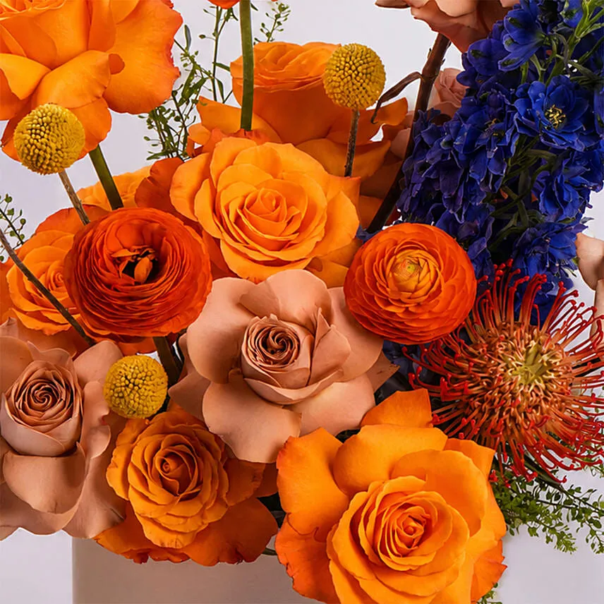 Sunset Ranunculus And Rose Floral Box Gift