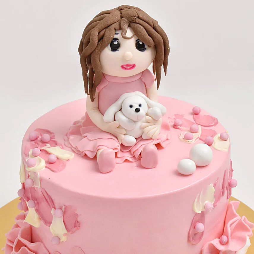 Pretty Girl With Lamb Marble Cake