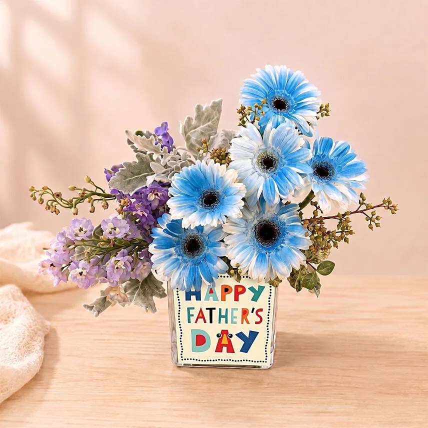 Father's Day Gerbera & Delphinium Flower Vase