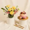 Fruits & Macaroon Cake With Flower Bowl