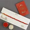 Exquisite Sacred Beadwork Mauli Rakhi with Complimentary Roli and Chawal