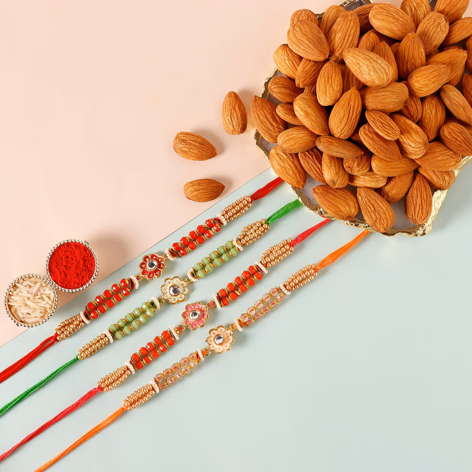 Sneh Meenakari Rakhi Set & Almonds