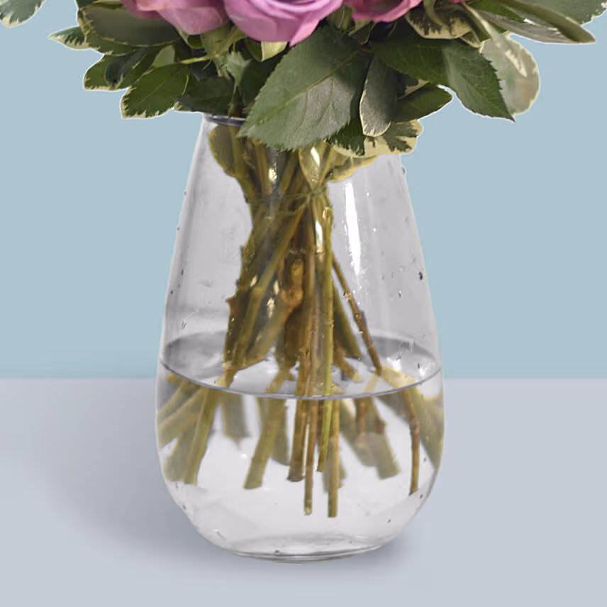Vase Of 18 Mystic Purple Roses