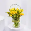 Elegant Yellow Tulip and Lily Vase Arrangement