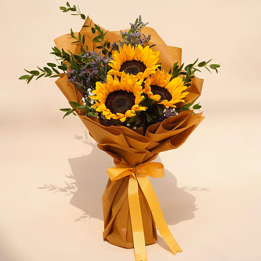 Mesmerising Sunflowers Beautifully Tied Bouquet