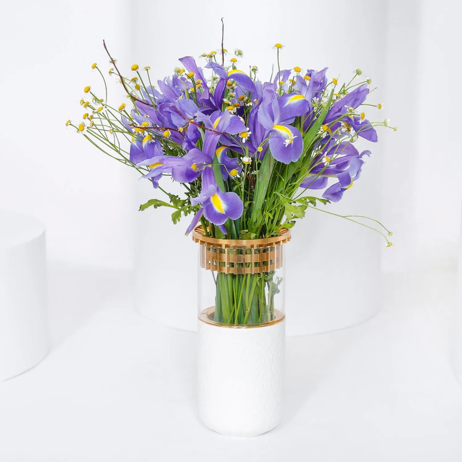 Iris Blue Flower Vase Arrangement