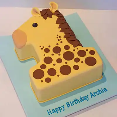 Giraffe-Themed First Birthday Cake Delight