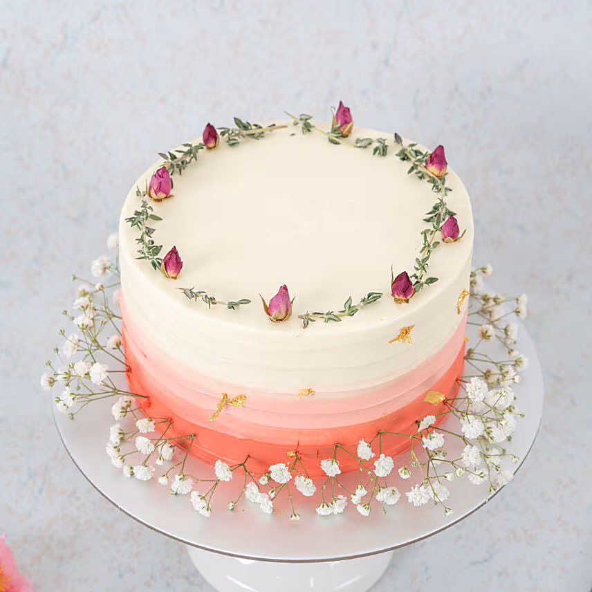 Ombre Pink Baby Breath Ondeh Ondeh Cake 8 inch