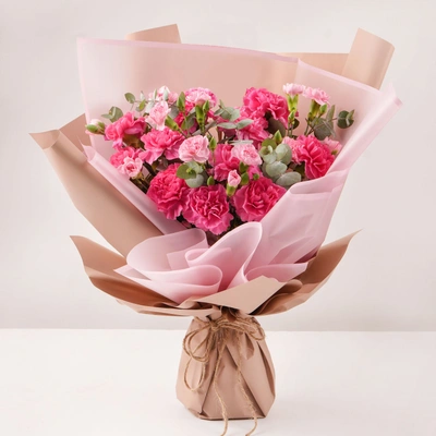 Elegant Birthday Wishes Bouquet with Pink Carnations