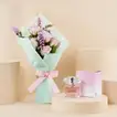 Rosy Love with Versace: Elegant Pink Rose Bouquet & Versace Bright Crystal Perfume