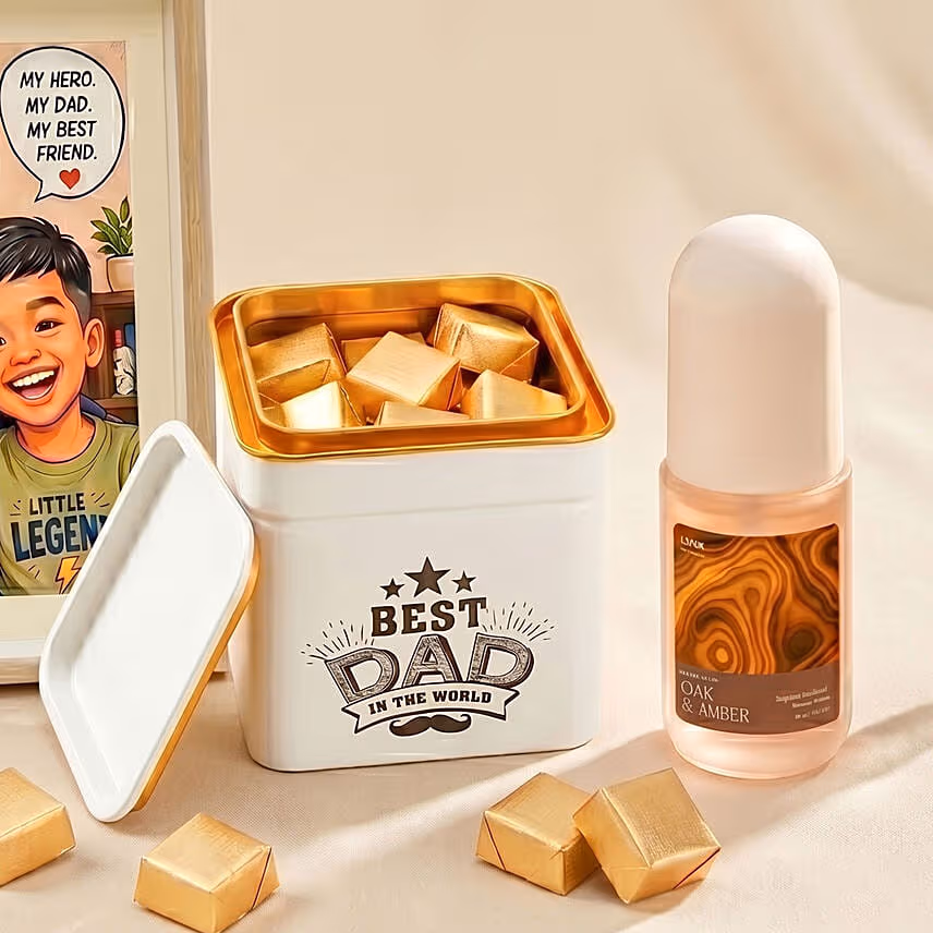 Personalised Gift Set with Oak & Amber Mist for Dad