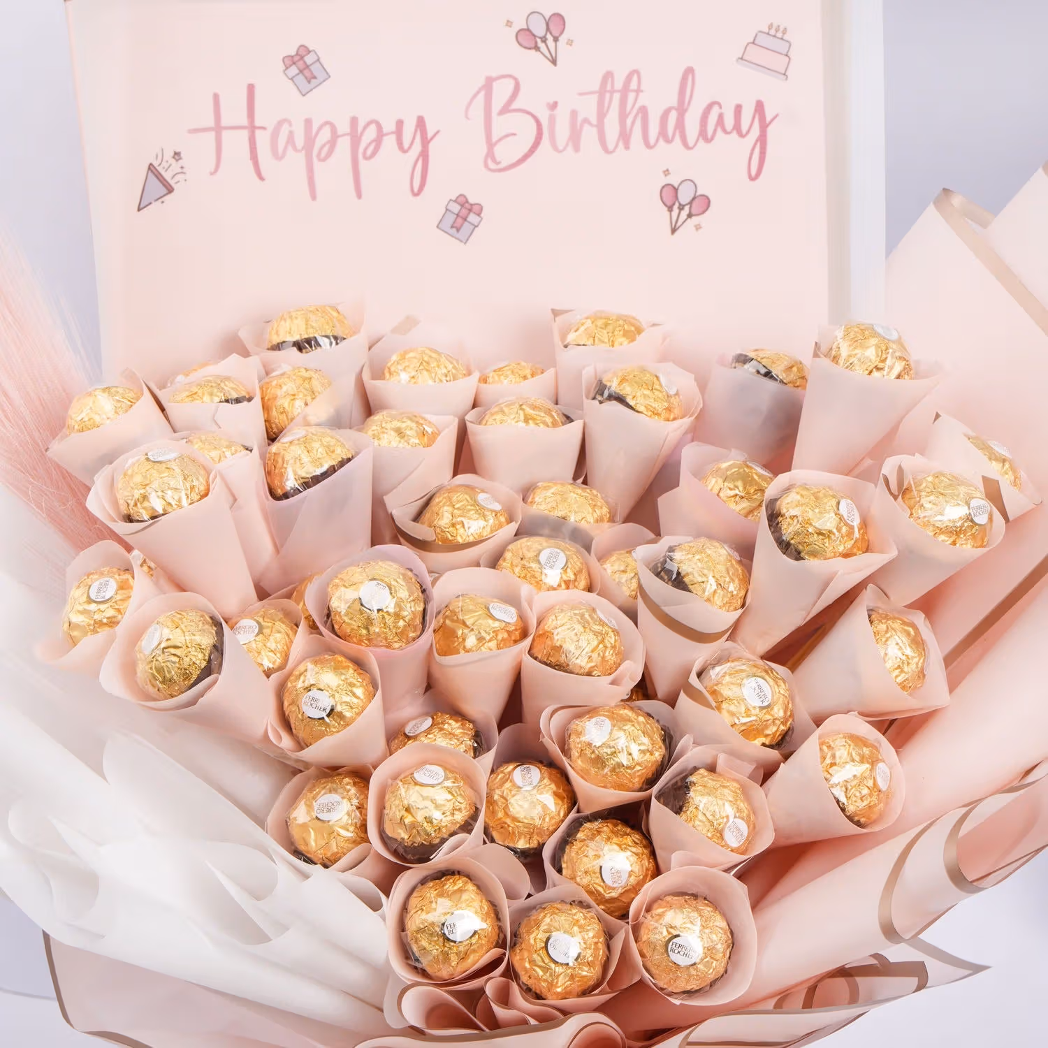 Luxurious Ferrero Rocher Birthday Bouquet with Pampas Touch