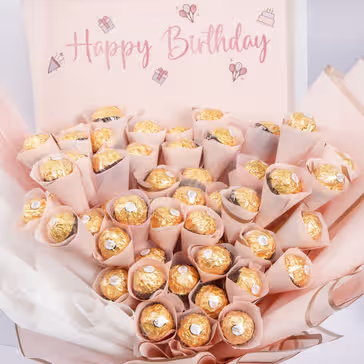 Luxurious Ferrero Rocher Birthday Bouquet with Pampas Touch