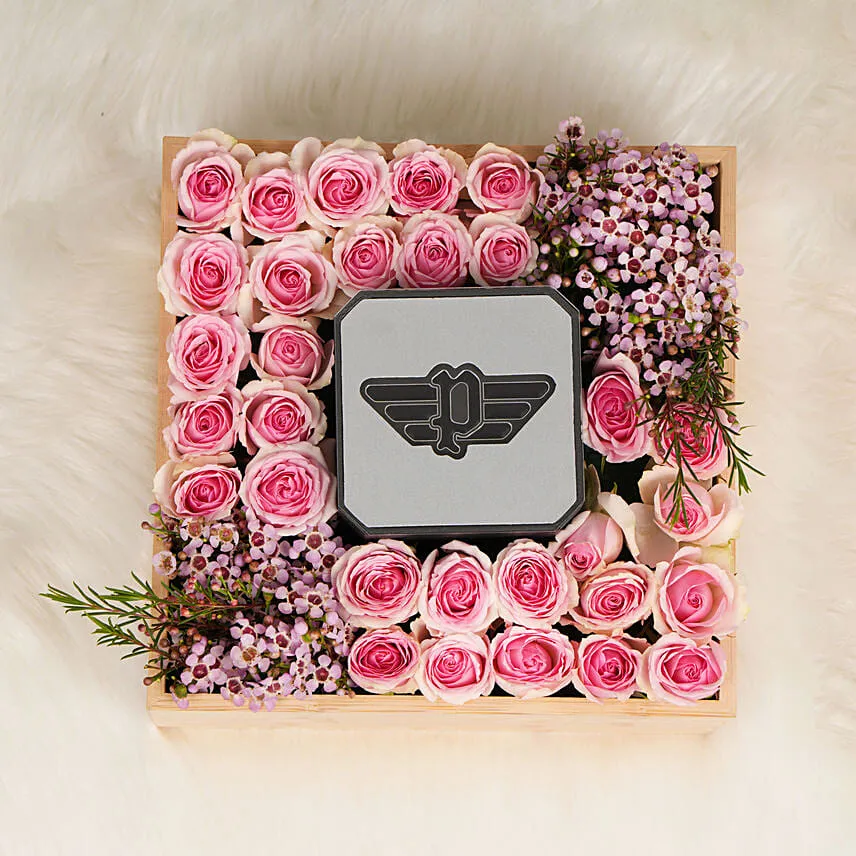 Box Of Delicate Beauty Police Bracelet And Flowers