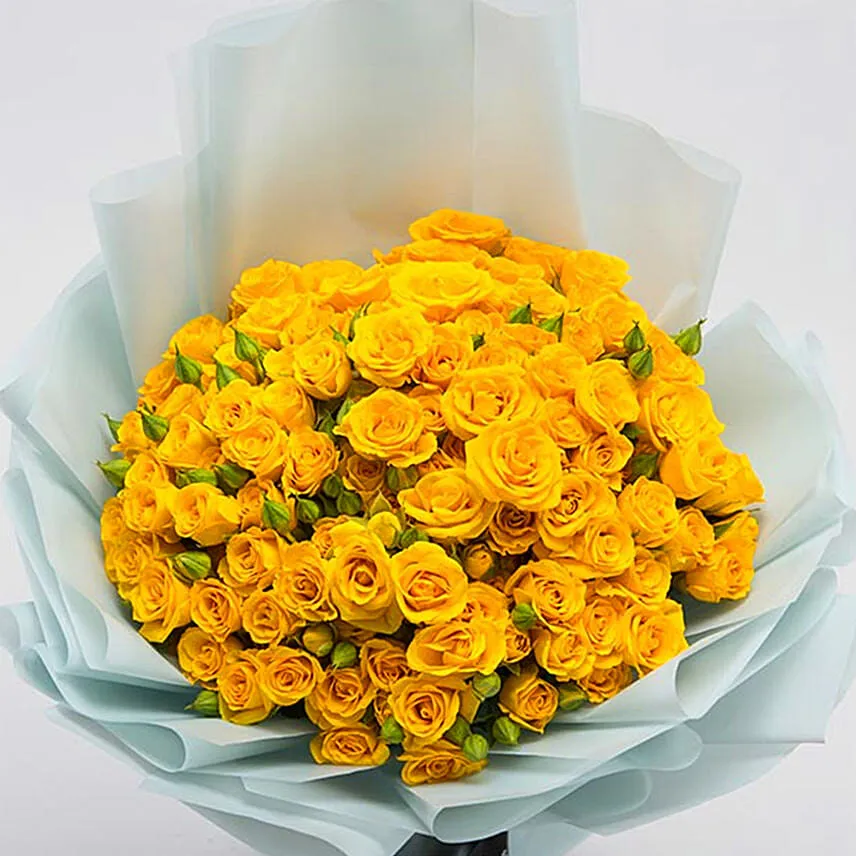 Beautifully Tied Yellow Spray Roses Bouquet
