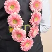 Elegant Pink Gerbera Flower Necklace with Ribbon