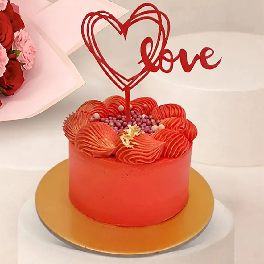 Valentine Special Roses Bouquet and Cake