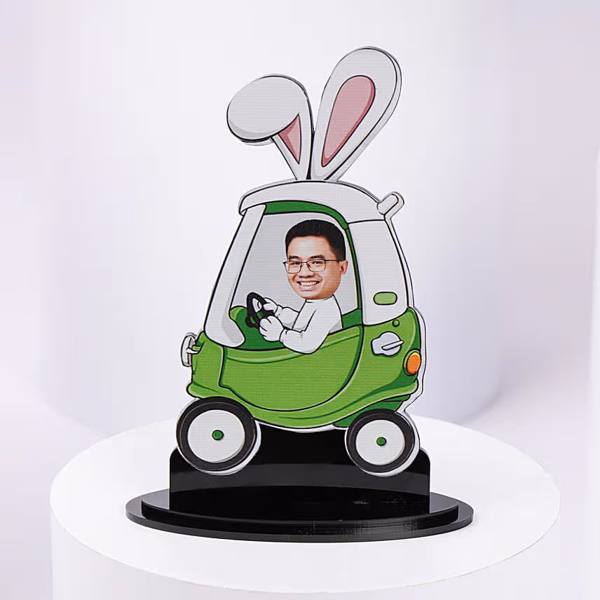 Bunny Ears Car Personalised Caricature