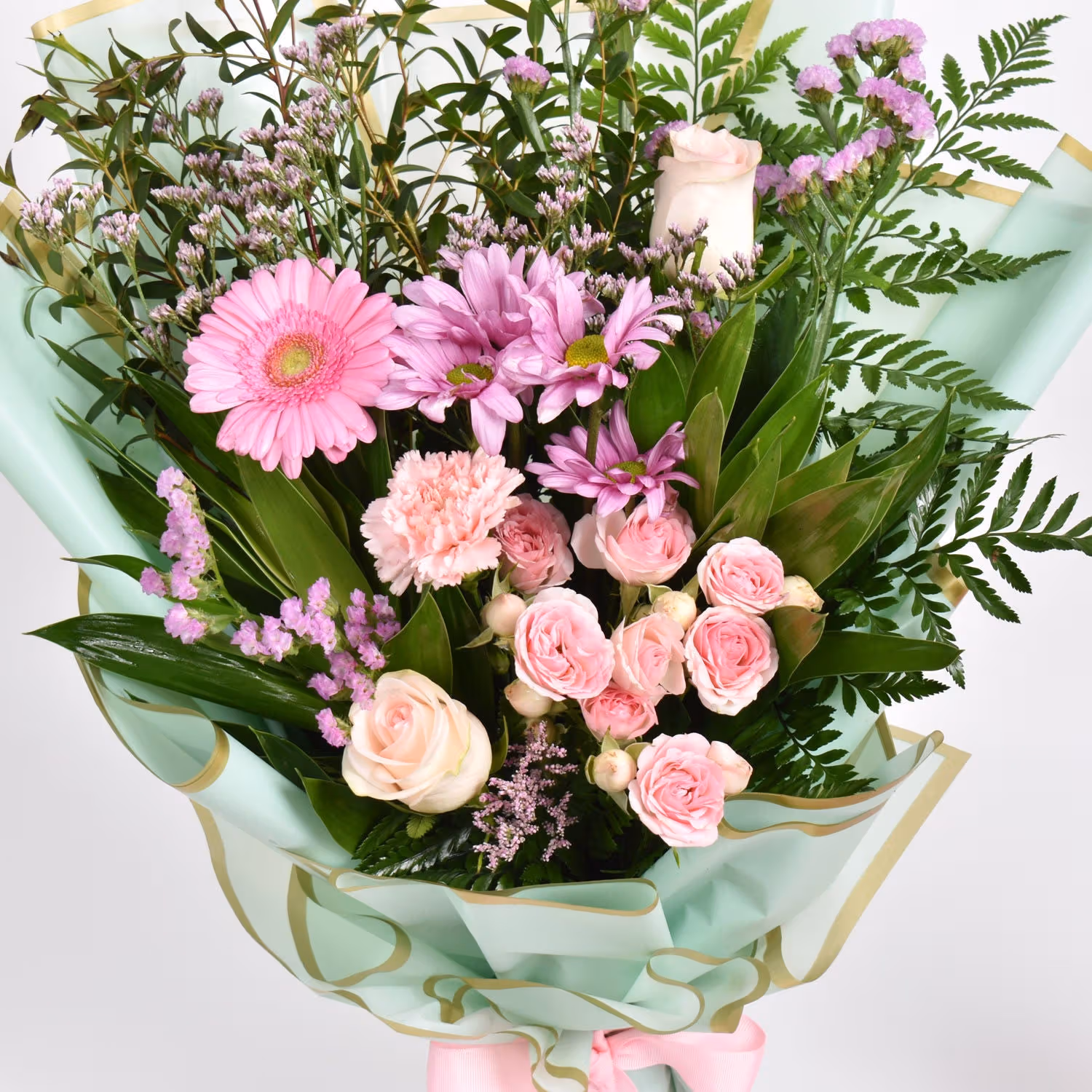Pastel Pink and Green Bouquet
