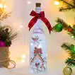 Festive Merry Christmas Hand-Painted Glass Bottle with LED Lights