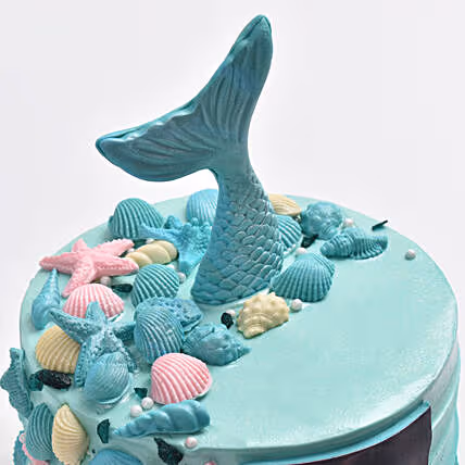 Enchanting Chocolate Coral Dream Cake with Mermaid Design