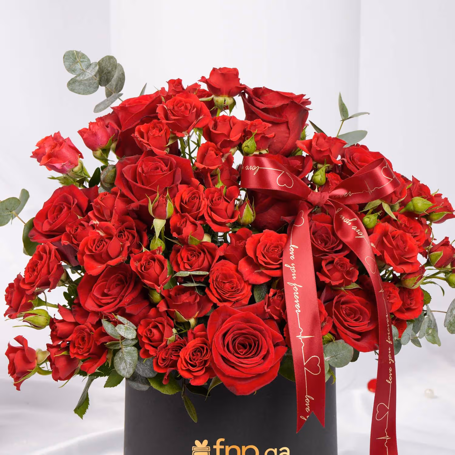 Luxurious Red Roses Expression Arrangement in Elegant Black Box