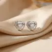 Omnia Signature Heart Earrings in 18K White Gold with Diamonds