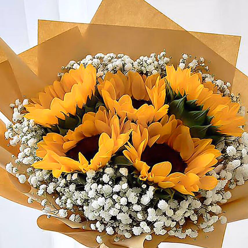 Ravishing Sunflowers With Chocolate Cake